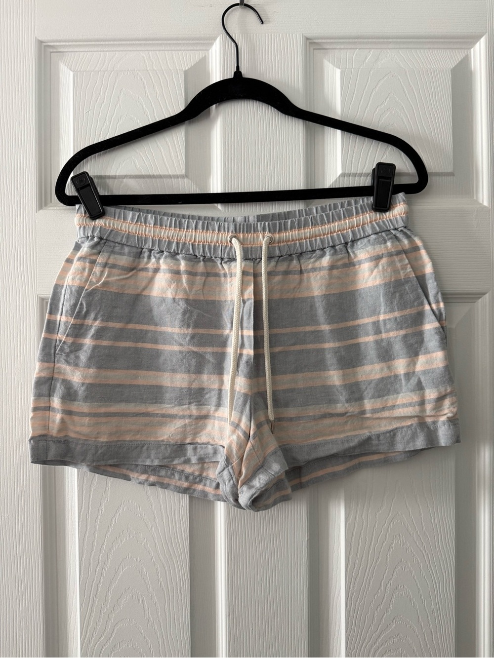 J. Crew light Blue and Peach Striped Linen Lounge Shorts
